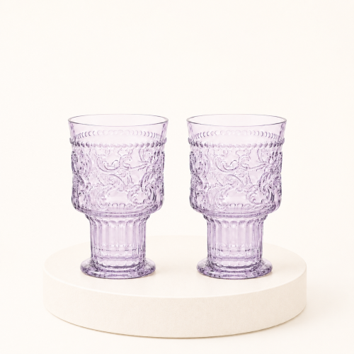 Szklanki Casa Alegre Joy Lavender 330 ml komplet 2 sztuki z dekoracyjnym reliefem