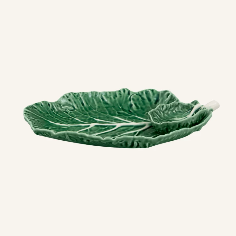 Ceramiczny półmisek liść kapusty z miseczką 28 cm Bordallo Pinheiro Cabbage.png