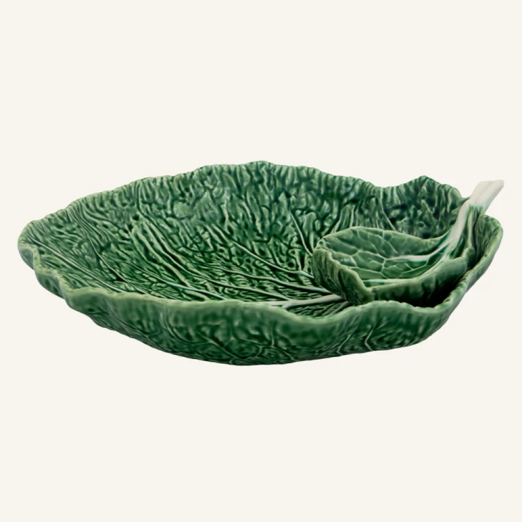 Ceramiczny półmisek liść kapusty z miseczką 34 cm Bordallo Pinheiro Cabbage.png
