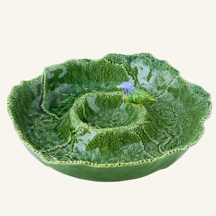 Ceramiczna patera na przystawki z ptaszkiem 36 cm Bordallo Pinheiro Cinerária.png