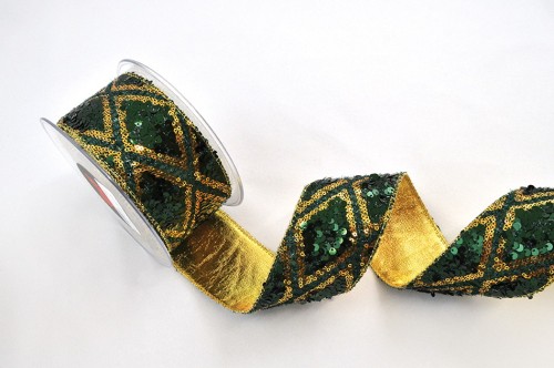 Wstążka dekoracyjna Juliet, zielono-złota, 6,7 cm × 4,5 m – aranżacja