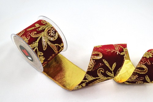 Wstążka haftowana Burgundy, bordowa, 10 cm × 4,5 m – aranżacja