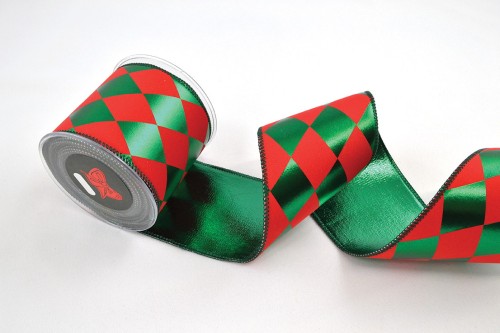 Wstążka dekoracyjna Arlecchino, czerwono-zielona, 10 cm × 4,5 m – aranżacja