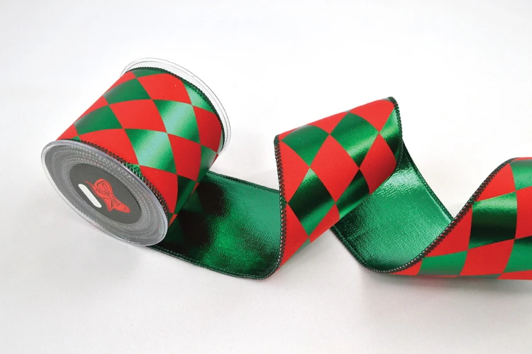 Wstążka dekoracyjna Arlecchino, czerwono-zielona, 10 cm × 4,5 m – aranżacja