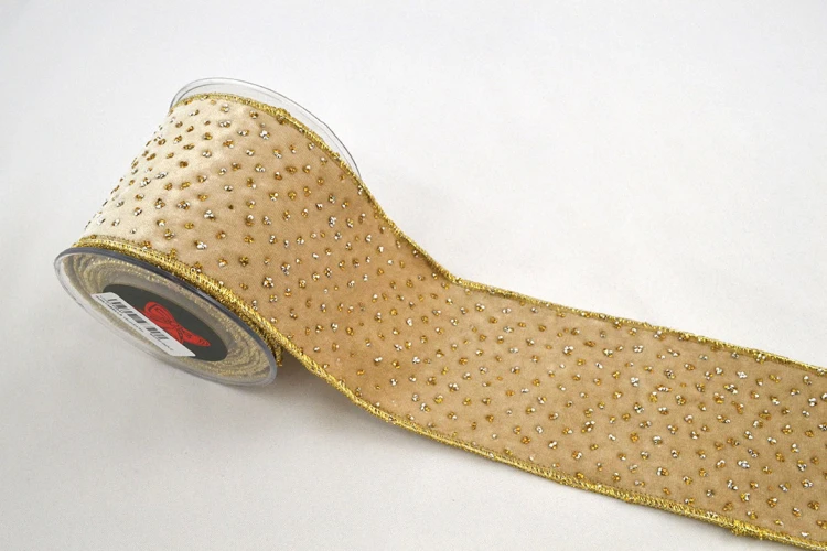 Wstążka dekoracyjna Portabella, beżowo-złota, 10 cm × 4,5 m – aranżacja