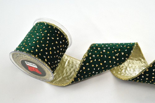 Wstążka dekoracyjna Portabella, zielono-złota, 10 cm × 4,5 m – aranżacja