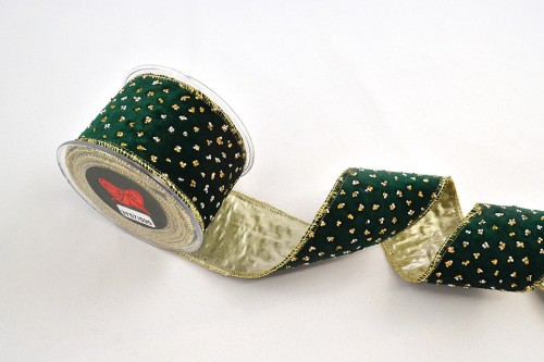 Wstążka dekoracyjna Portabella, zielono-złota, 6,7 cm × 4,5 m – aranżacja