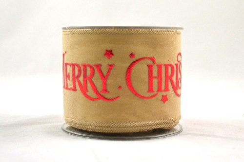 Wstążka aksamitna Merry Christmas, złoto-czerwona, 6 cm × 9 m – aranżacja