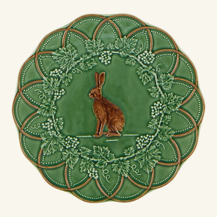 Ceramiczny talerz deserowy z zającem 24 cm Bordallo Pinheiro Woods