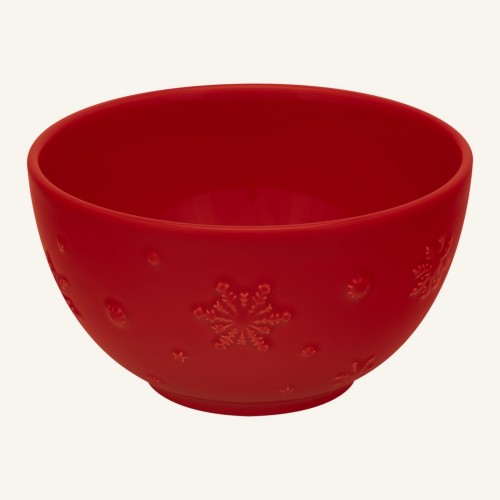 Ceramiczna czerwona miska w śnieżynki 14 cm Bordallo Pinheiro Snowflakes