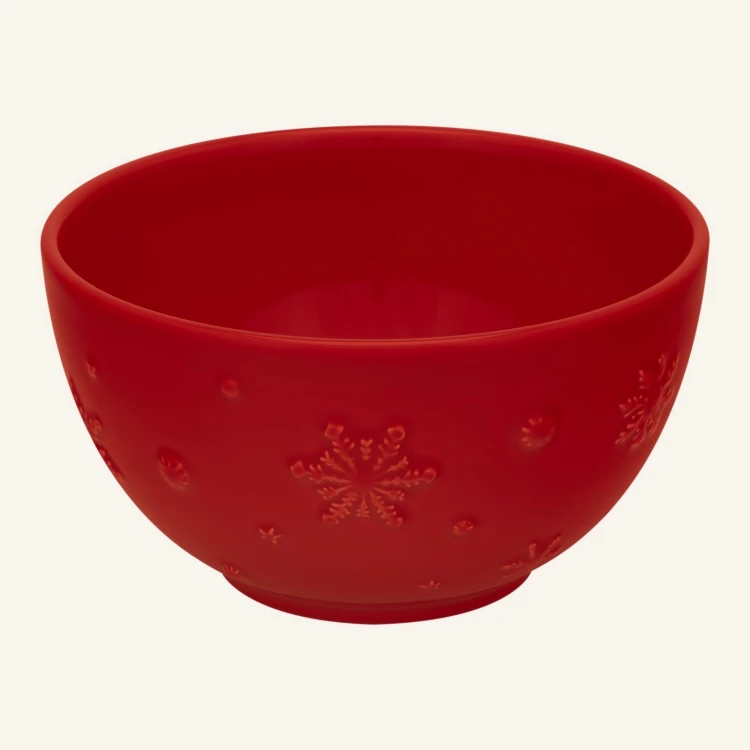 Ceramiczna czerwona miska w śnieżynki 14 cm Bordallo Pinheiro Snowflakes